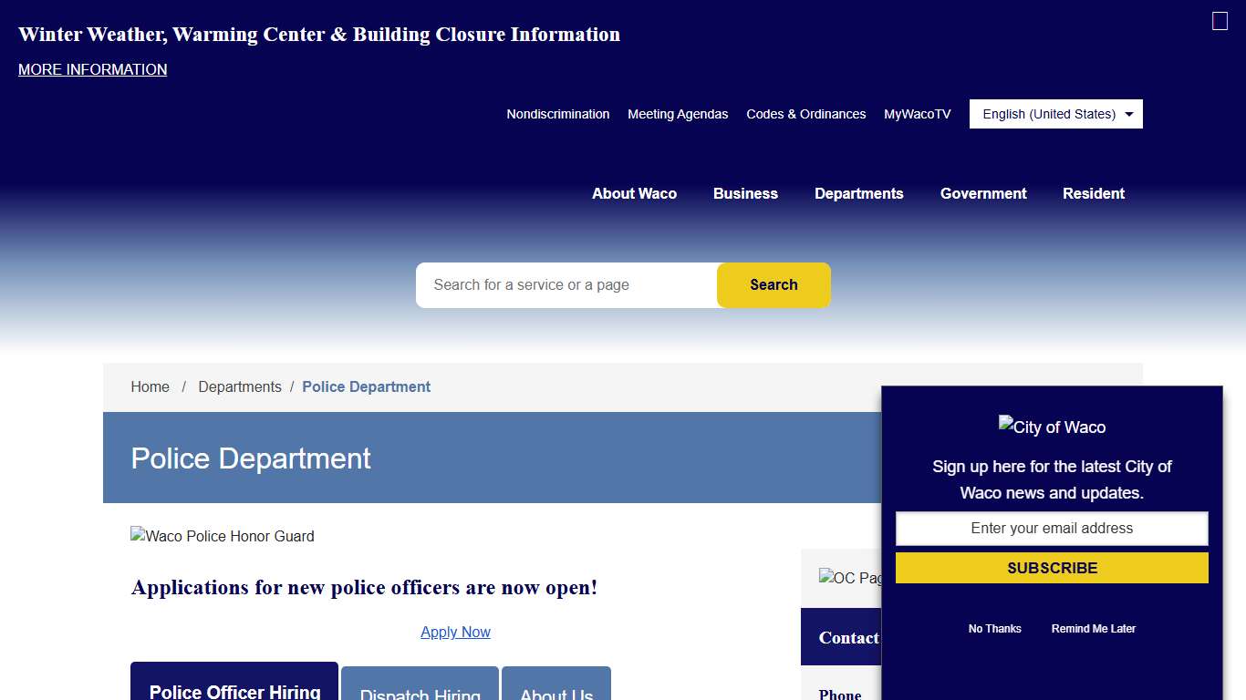 Police Department City of Waco