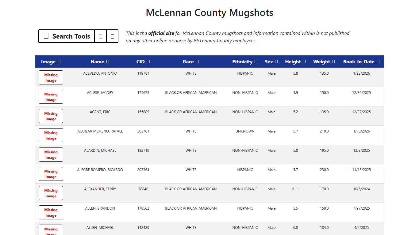 McLennan County Mugshots Application